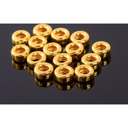 Real 24K Yellow Gold Pendant Mini Thick Ring Beads For Bracelet Necklace DIY Accessories