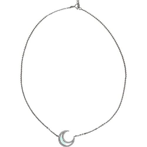 RZ065 Ins Niche Design Sense Micro-Inlaid Zircon Mother-Of-Pearl Moon Necklace Gentle And Simple Wild Davicle Chain