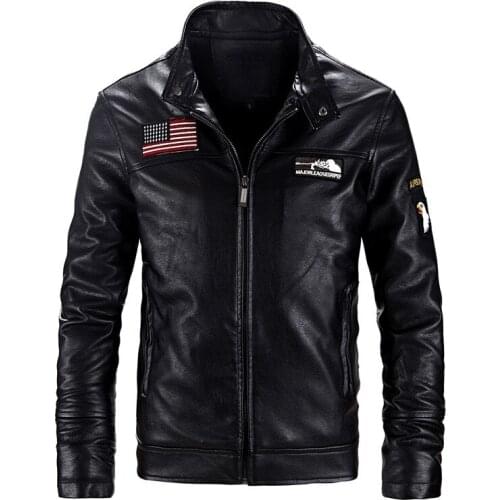 New 2017 Men Leather Jacket windproof warm Fashion Motorcycle PU Leather Jackets Outerwear slim military Coat Plus Size 5XL