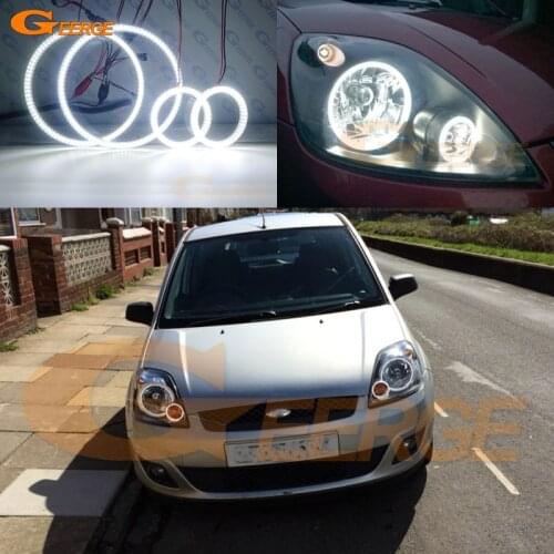Excellent Ultra bright SMD LED Angel Eyes halo rings kit Day Light For ford fiesta facelift Mk6.5 2005 2006 2007 2008