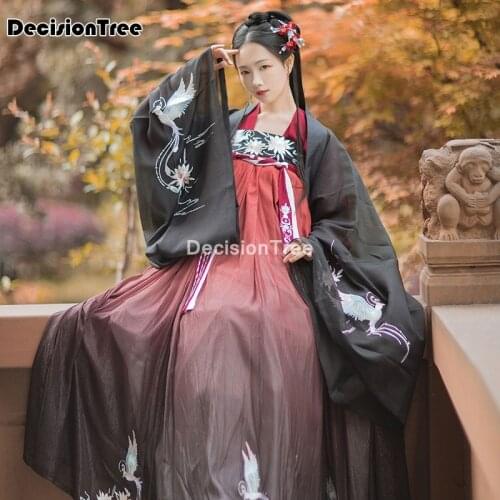 2021 hanfu coat women cardigan ancient chinese costume folk dance crane floral embroidered coats woman tang suit princess suit