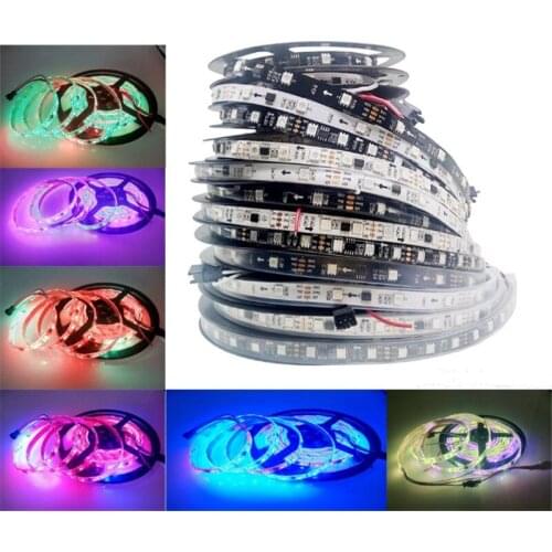 DC12v/24v black pcb WS2811 30/60leds 5050 RGB Addressable Led Pixel Strip Light Full Colors Flexible Digital Led Tape Ribbon