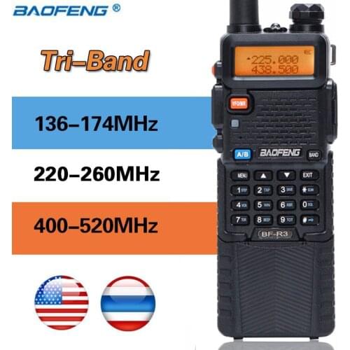 BaoFeng BF-R3 Tri-Band 136-174/220-260/400-520Mhz with 2 Antennas 3800mAh Battery Amatuer portable UV-5R Radio Walkie Talkie