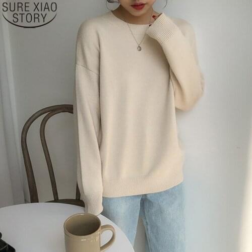 Casual Loose Long Sleeve Winter Sweater Fall Basic O-neck Knitted Jumpers for Women Sweaters Female Pullovers Streetwear 11304