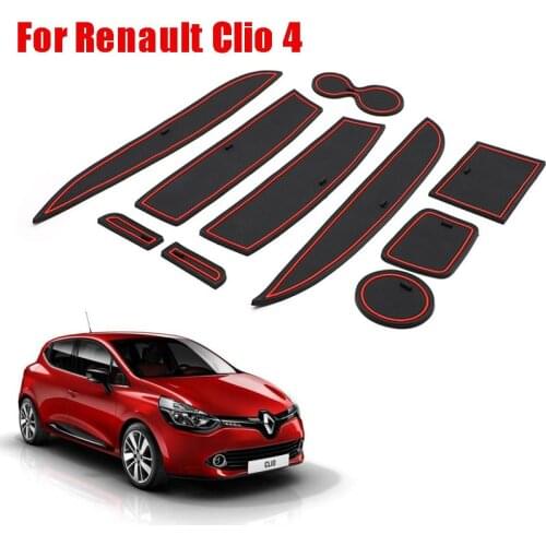 Anti-Slip Gate slot cup mat for Renault Clio 4 Interior Door Pad/Cup Non-slip pad Accessories Rubber mat Door pad decoration