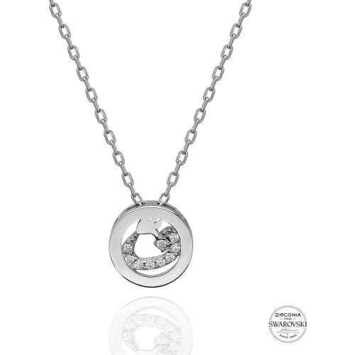 Silver 925 Sterling Swarovski Zirconia Gemstone Vav Letter Necklace