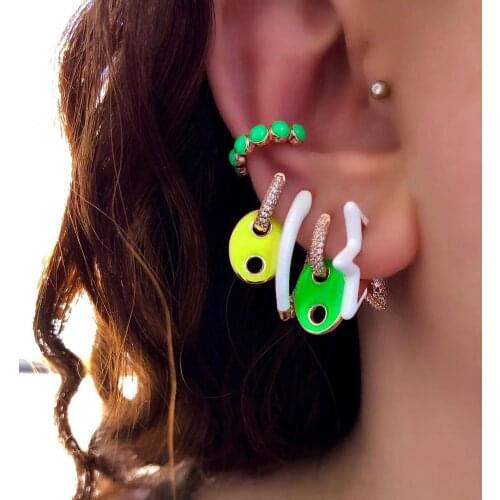 No piercing ear cuff clip on earring Neon candy Enamel geometric women ear cuffs