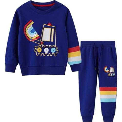 Jumping Meters 2021 Boys Clothing Sets Autumn Winter Sweatshirts + Sweatpants Cotton Cartoon Print Long Sleeve Kids Outfits