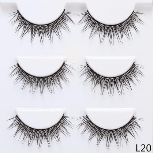 12mm Crisscross Thin False Eyelashes 3 Pairs Fake Lashes Natural Long Makeup Lashes Extension Eyelashes for Makeup L20