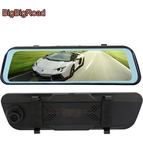 BigBigRoad Car DVR Dash Camera Cam Stream RearView Mirror IPS Screen For Renault Kwid Kangoo Kaptur Sandero Sport RS Triber