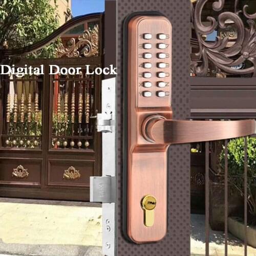 Outdoor Garden door lock waterproof Digital Lock Passdord Key Mechanical lock Gate lock Long handle
