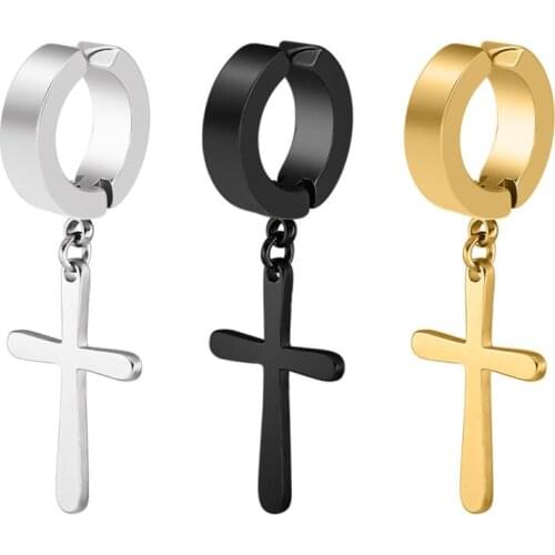 Cuff Clip On Earrings Without Piercing Men Women 316L Stainless Steel No Pierced No hole Cross Earings Fashion Jewelry