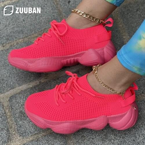 2021 Summer Wedges Shoes Women Sneakers Platforms Vulcanize Shoes Mesh Breathable Flat Sport Shoes Plus Size 44 Tenis Feminino
