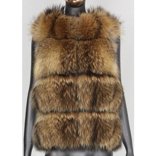 BLUENESSFAIR 2020 Natural Raccoon Fur Winter Jacket Vest Women Big Fluffy 100% Real Fur Coat Thick Warm Outerwear Streetwear New