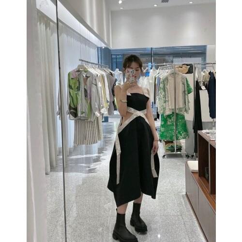 Fashion 2021SS Summer Women Lace Patchwork Strapless Vest Dress For Ladies Ddxgz2 5.09