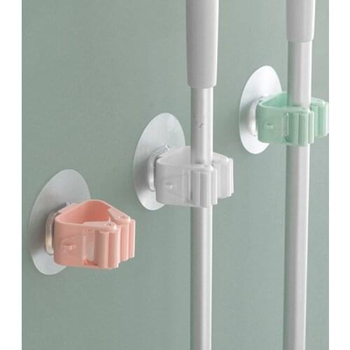 1/2pcs Adhesive Multi-Purpose Hooks Wall Mounted Mop Organizer Holder Rack Brush Broom Hanger Hook Bathroom Suction Strong Hooks