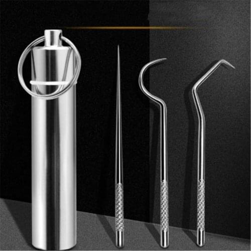 Stainless Steel Toothpick Set Metal Flossing Tools With Portable Toothpick Holder Outdoor Household Travel Seal Storage