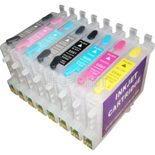 UP 10sets T0591 - T0599 empty refillable ink cartridge compatible for Epson Stylus Photo R2400 printer with ARC chip