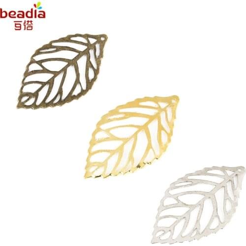 10Pcs/lot Ancient Bronze/Gold/White Colors Size 20*35mm Leaf Shape Pendant Retro Fashion For DIY Jewelry Accessories