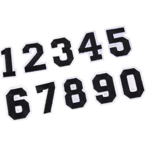 10pcs Numbers Embroidered Iron On Patches Sets Animal Numbers Parches Biker For Clothing Jeans Fabric Badges