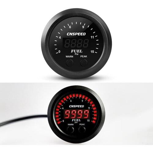 CNSPEED 2.5inch Fuel Pressure Gauge Digital Display 12V Ultra-Thin Universal 0-150PSI Fuel Meter with Sensor LED Indicator