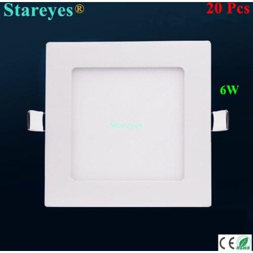 Free shipping 20 pcs Square LED Panel Light 6W AC85-265V 120mm 420lm SMD 2835 lamp spotlight downlight bulb led ceiling lighting