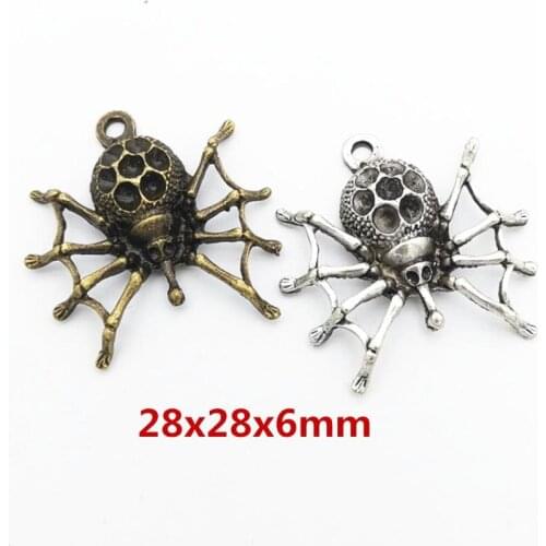 20 pieces of retro metal zinc alloy spider Pendant for DIY handmade jewelry necklace making 8213