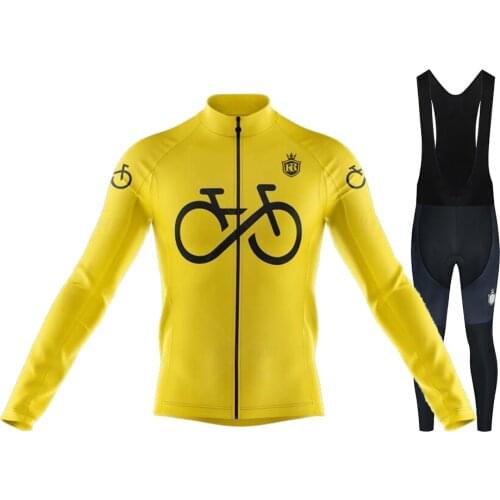 2020 Hot Pro Team Long Sleeve Cycling Jersey Set Bib Pants Ropa Ciclismo Bicycle Clothing MTB Bike Jersey Uniform Men Clothes