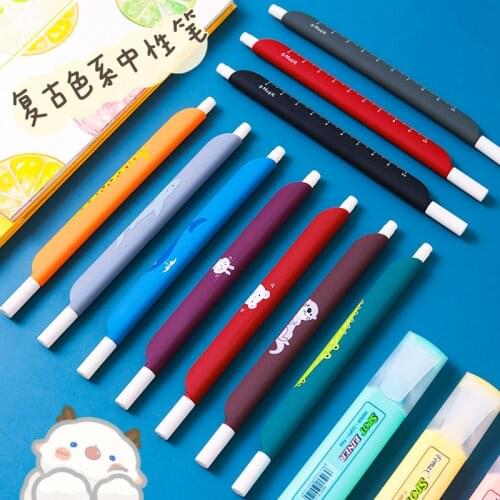 40 pcs/lot Creative Animal Ruler Gel Pen Cute Colorful ink 0.5 mm Signature Pens School Office writing Supplies Promotional Gift