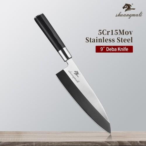 9 Inch Utility Cleaver Salmon Knife High Carbon Stainless Steel Kitchen Chef Salmon Knives Slicing Deba Sashimi Filleting Knife