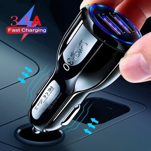 18W Dual USB Car Charger QC3.0 LED USB Fast Charging Car Cigarette Lighter Plug Charge For iPhone 12 11 Pro Max Xiaomi 11 Huawei