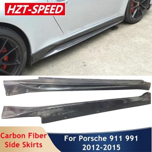 V-Version Real Carbon Fiber Car Side Skirts Door Aprons For Porsche 911 Carrera 991 991.1 991.2 GT3 2012-2015 Modification