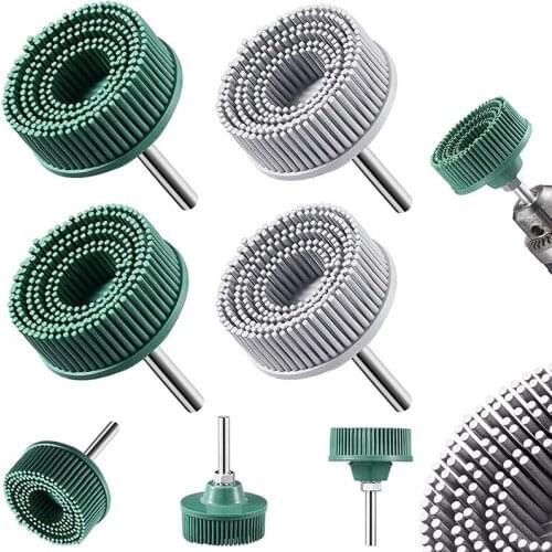 4 Pieces 2 Inch Bristle Disc Grit 50 120 with 1/4 Inch Round Shank Attachment for Metal Polishing Rust Remova Retail