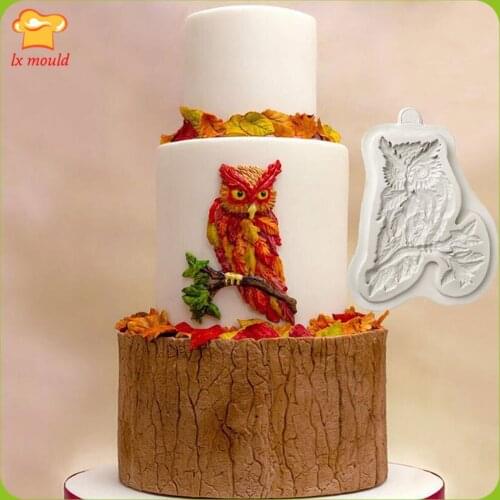 Halloween Owl Branch Fondant Cake Silicone Mould DIY Baking Chocolate Moulds Soft Pottery Clay Molds