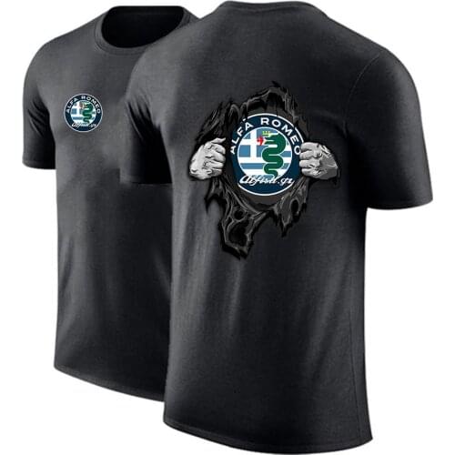 Summer Solid Color Customize Comfortable Unisex Cotton Alfa Romeo Logo Print Hip Hop Tshirts Harajuku Casual Print Short sleeve