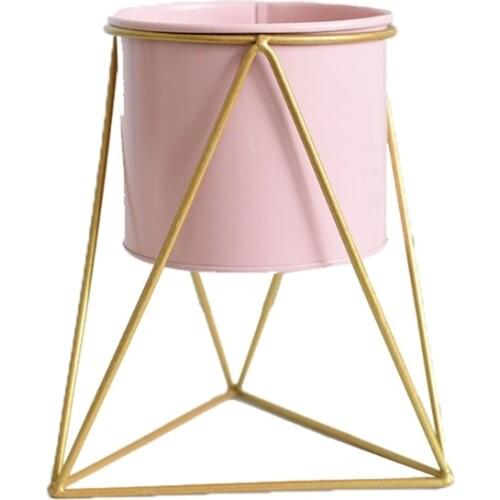 Nordic Style Geometric Metal Iron Flower Pot Succulent Plant Display Holder Ornaments Desktop Home Office Garden Decor