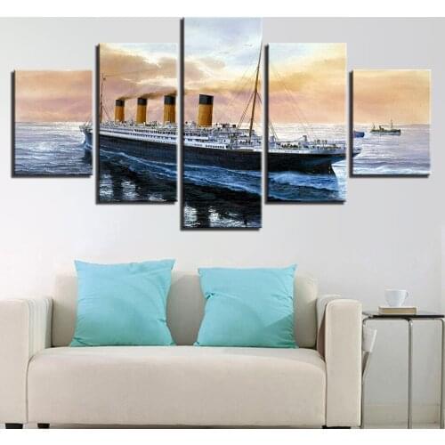 Canvas Painting HD Prints Home Decor 5 pieces for living room Wall Art ship Modular Picture sea landscape Artwork scenery Poster