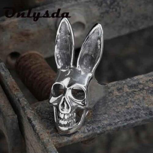 Wholesale Fashion Rabbit Skull Stainless Steel Ring Personality Punk Style Hip-hop Mens Jewelry Ring Movie Lucky Accessories