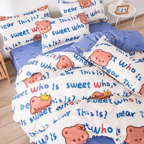 Bedding Set Including Duvet Quilt Cover Flat Sheet Pillowcase Cover Fashion Cartoons Queen Size Adult Children Boys Girl
