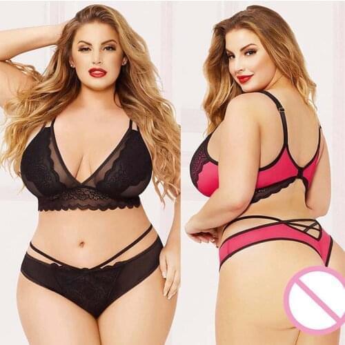 Bra and Panties Sets Ultrathin Brassiere Sexy Underwear Set Transparent Bras Plus Size Women Lace Lingerie Set Embroidery