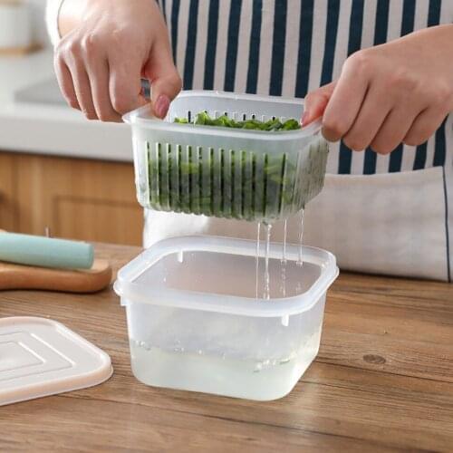 Refrigerator Keep Fresh Box Vegetable Fruit Drain Box Kitchen Storage Box Kitchen Food Sealed Container With Lid Storage Box