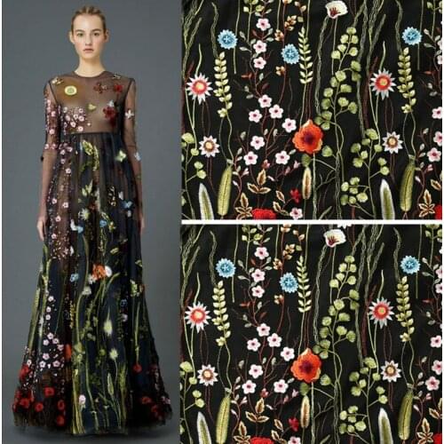 New The leaves flower embroidered cloth lace fabrics african lace fabric H1LA2
