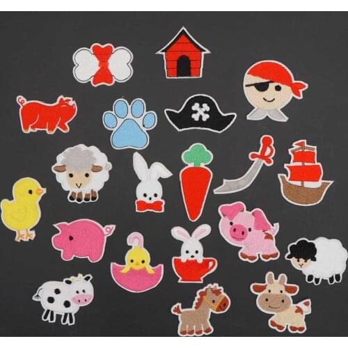 Cute Rabbit Lamb Cow Embroidery Iron On Clothes Patches Badge for Kids Clothes DIY Decoration