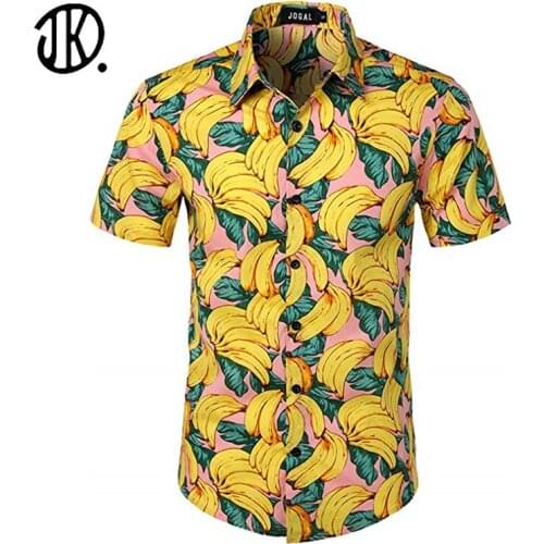 Banana Print Turndown Collar Men T Shirt Casual 3D Digital Short Sleeve Top 2021 Hot Selling Beach Button T-shirt Plus Size Tees