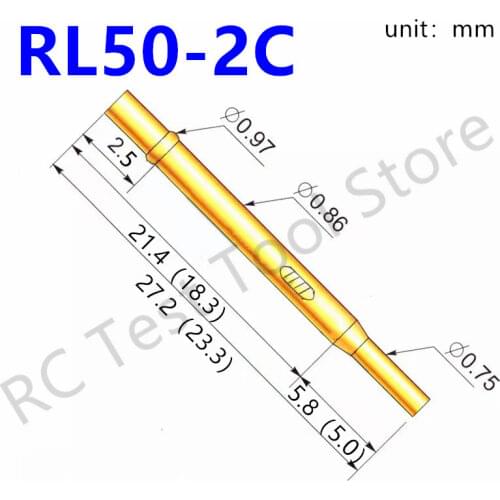 New Metal Test Pin RL50-2C Safety Test Needle Dleeve Needle Seat Spring Detection Probe Needle Sleeve Length 27.2 mm100 / Bag