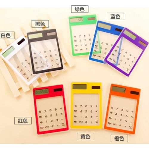 Useful LCD 8 Digit Touch Screen Ultra slim Transparent Solar Calculator Stationery Clear Scientific Calculator Office