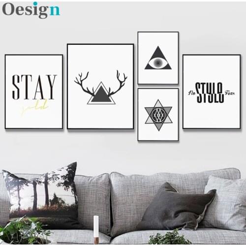 Nordic Black And White Digital Five-Star Antlers Simple Poster ChildrenS Room Wall Art Print Picture Canvas Painting Home Decor