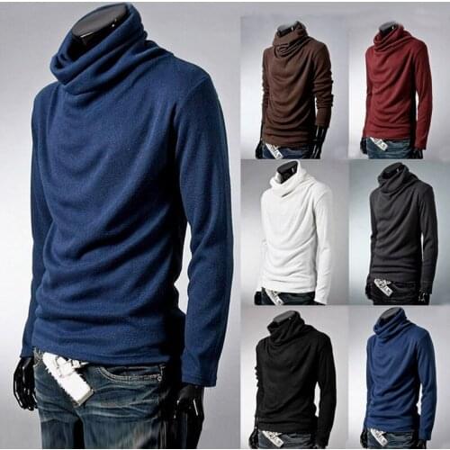 2021 Winter New Mens Turtleneck Sweaters Solid Color Fashion Knitted Pullovers Men Casual Sweater Male Autumn Knitwear