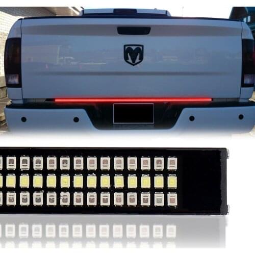 48" Triple LED Tailgate Light Bar Strip 1200 LEDS Solid Beam Flashing Brake + Sequential Amber Turn Signal for Pickup SUV