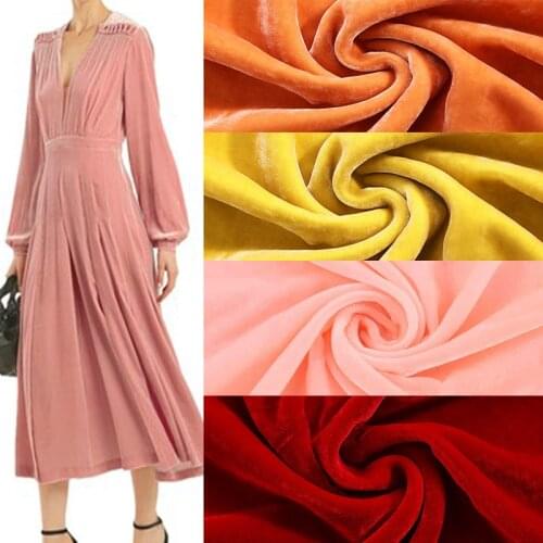 Velvet Dress Fabric 114cm Width Nylon Visocse Soft Comfortable Material 1 Yard